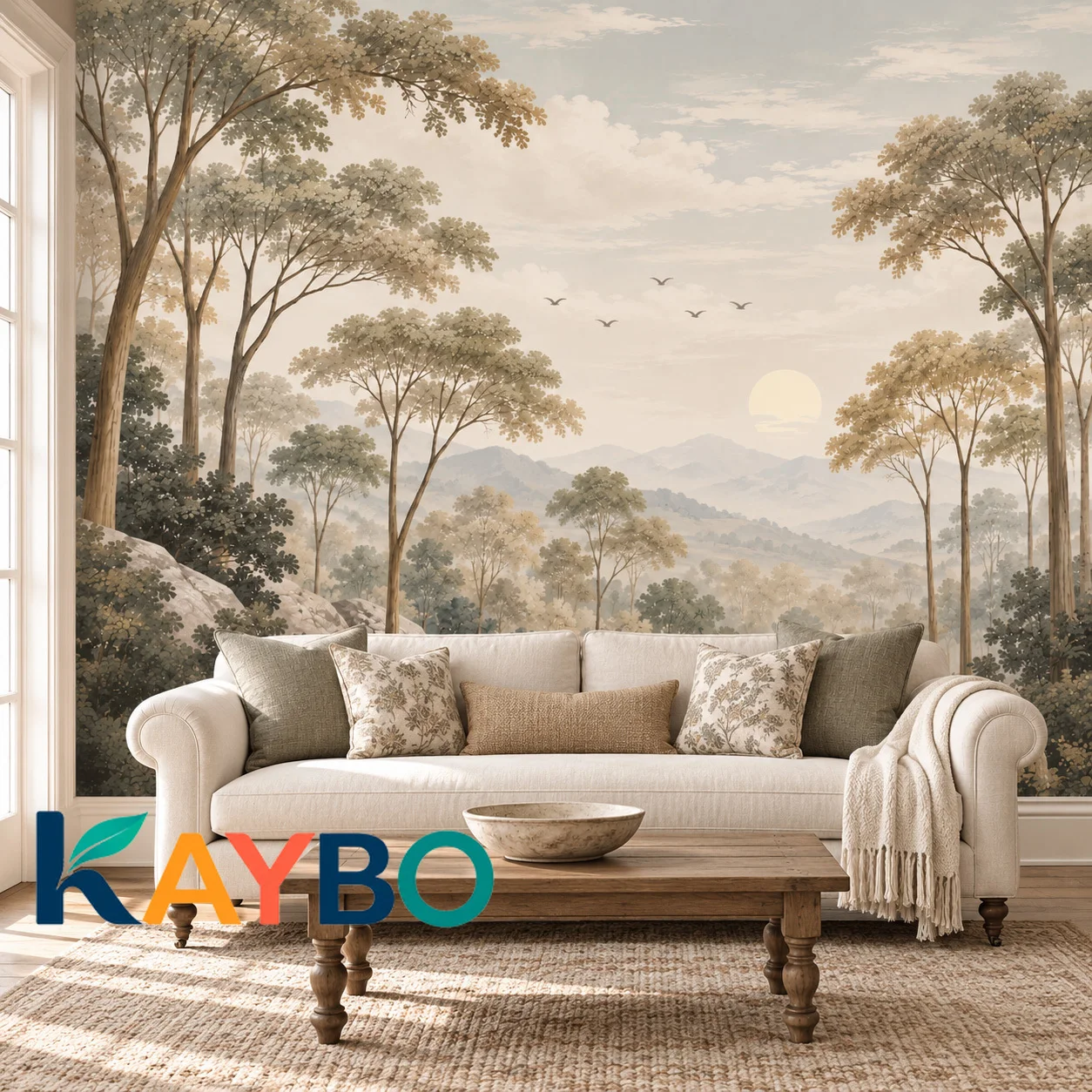 Landscape Wallpaper Mural Nature Wall Decor Mountain Forest Scenic Wall Art Living Room Bedroom Background Non Self Adhesive