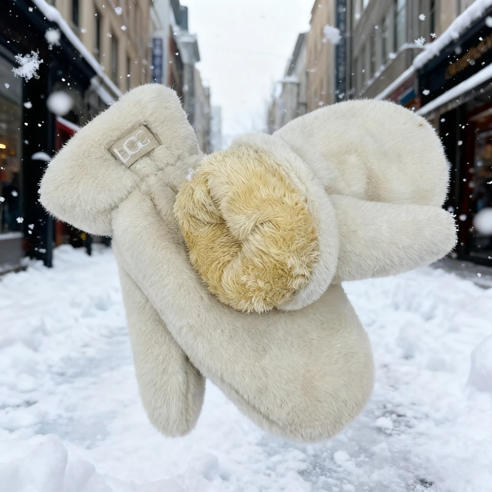 

Новое зимнее поступление, простые однотонные утолщенные пушистые теплые перчатки - модные и милые противохолодные перчатки с полным пальцем