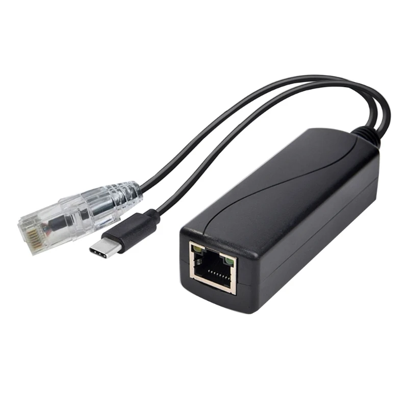 PoE Splitter Gigabit Micro USB/DC5521 Active PoE to TYPE-c Adapter Gigabit PoE Splitter Easy to Access Poe Networks