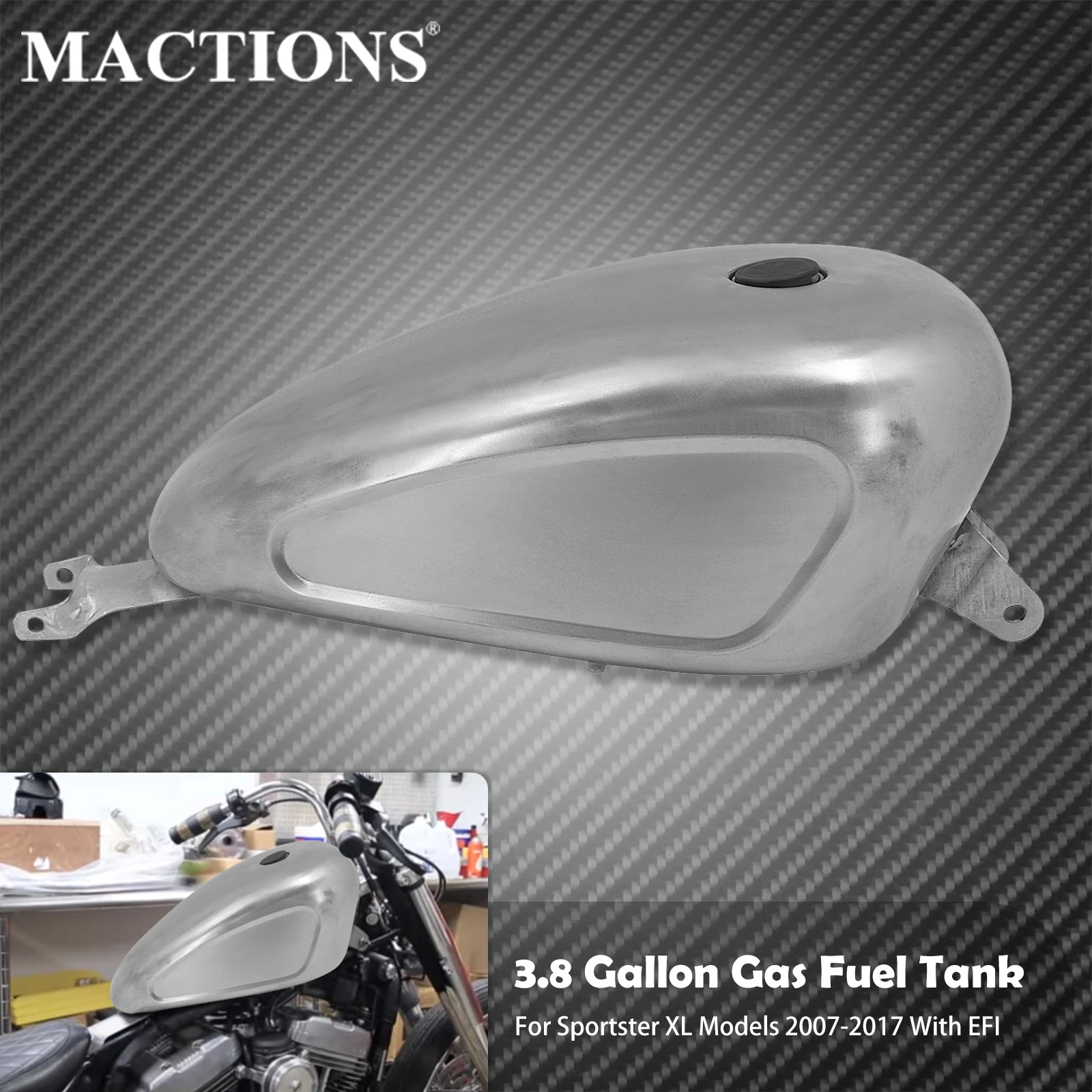 Motorcycle Fuel Tank 14.4L 3.8 Gal Oil Gas Tank Injection Vintage For Harley Sportster XL1200 48 72 883 Iron Super Low 2007-2017