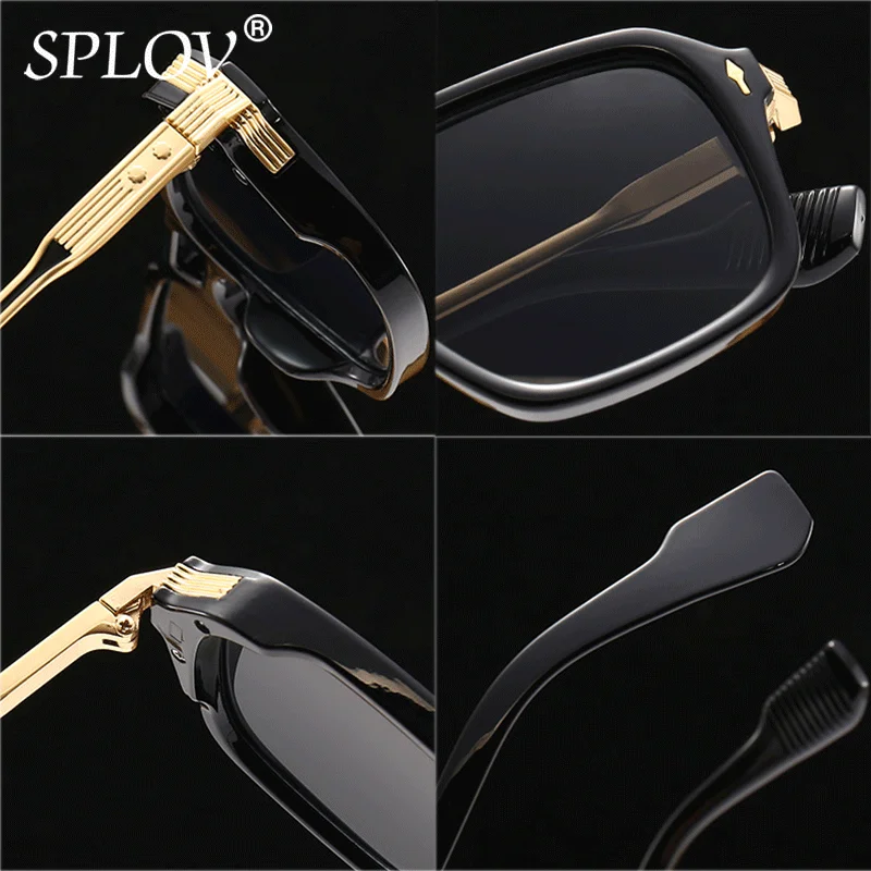 Fashion Square Sunglasses Retro Rivets Double Bridge Men Punk Gradient Glasses Vintage Rectangle Women Shades Ins Trendy UV400