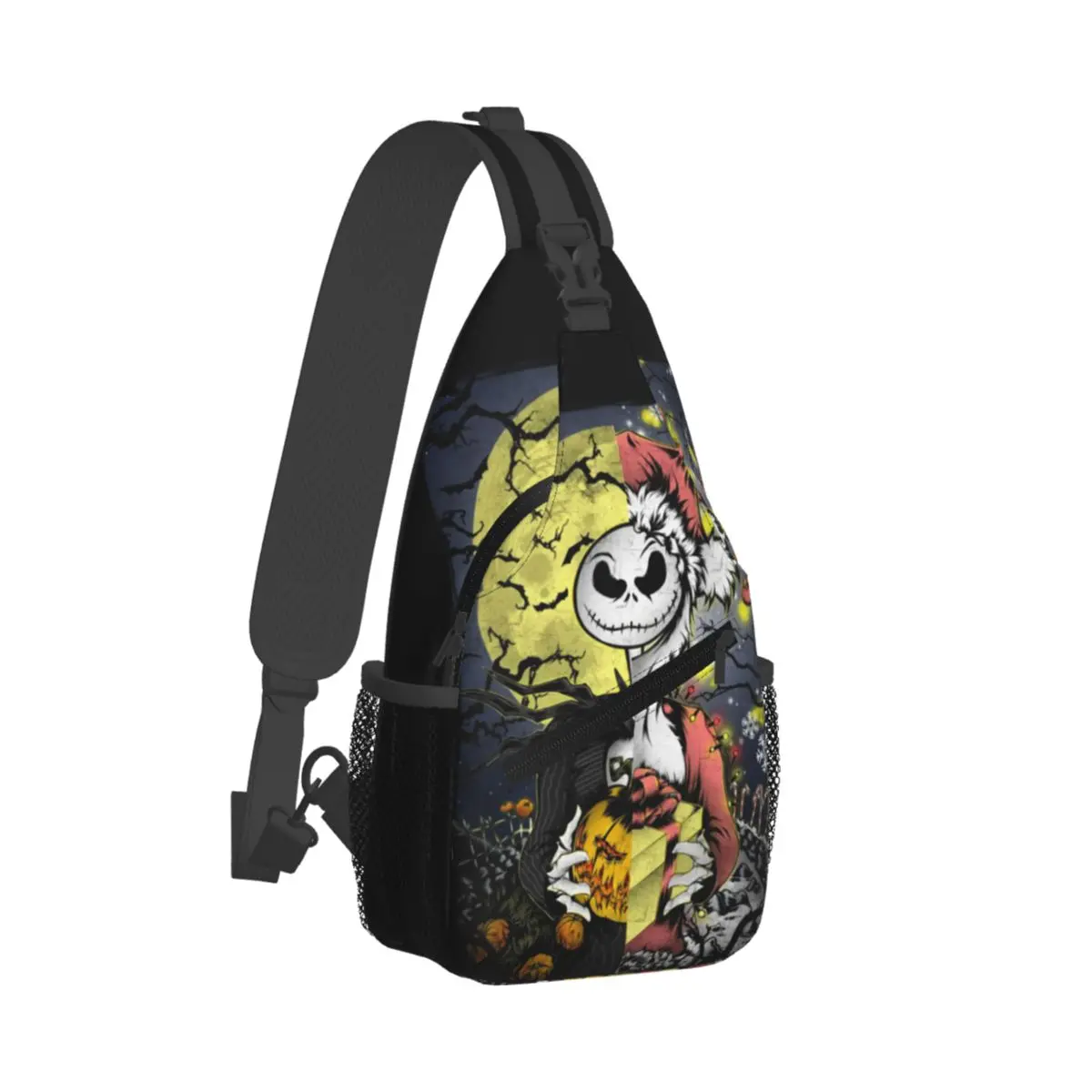 Custom Halloween Nightmare Before Christmas Jack Skellington Shoulder Backpack Shoulder Chest Bag For Traveling Hiking Sling Bag