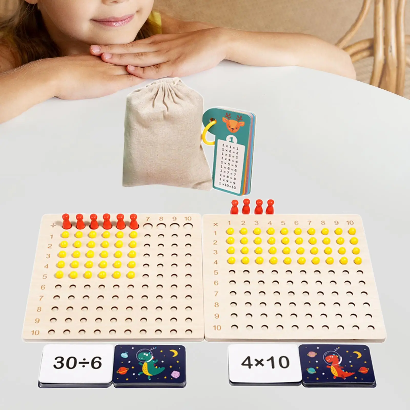 Tablero de multiplicación y división Montessori, tableros matemáticos para niños, niñas y niños