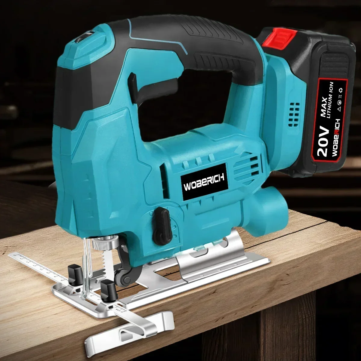 WOBERICH Cordless Jigsaw Electric Jig Saw Portable Multi-Function Woodworking Power Tool Adjustable Woodworking for Makita 18V