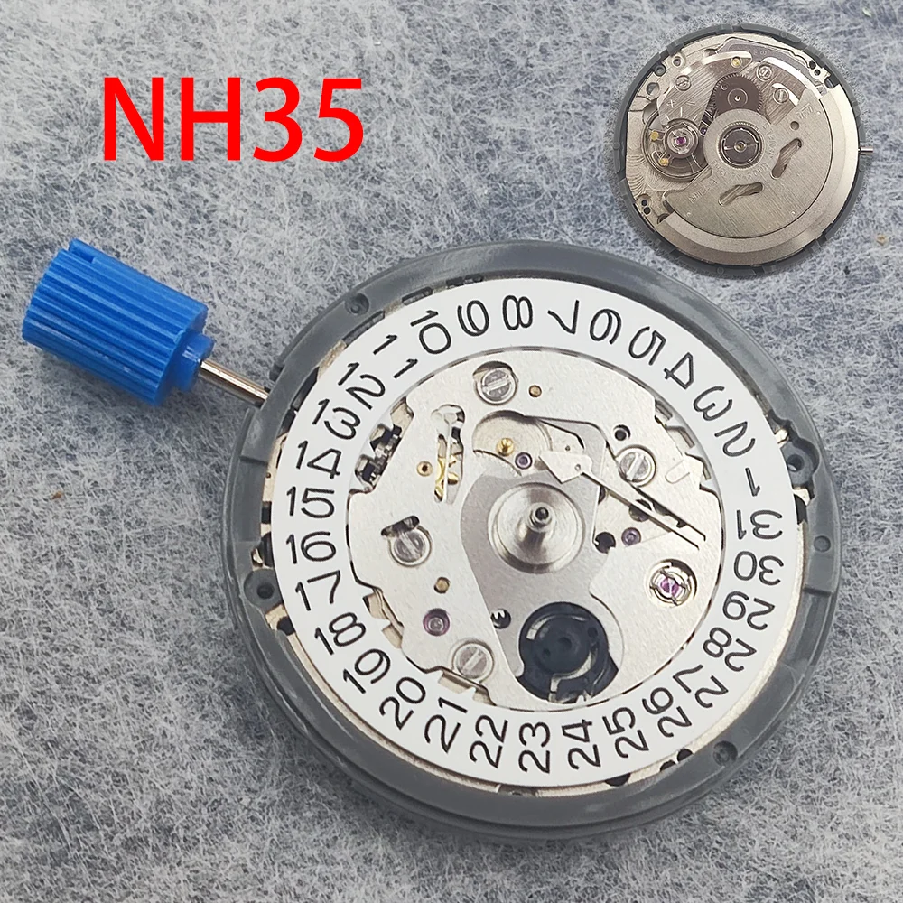 Original NH35A Fully Automatic Movement Black/White Single Calendar 9pm/3pm/6pm Men's Watch Accessories
