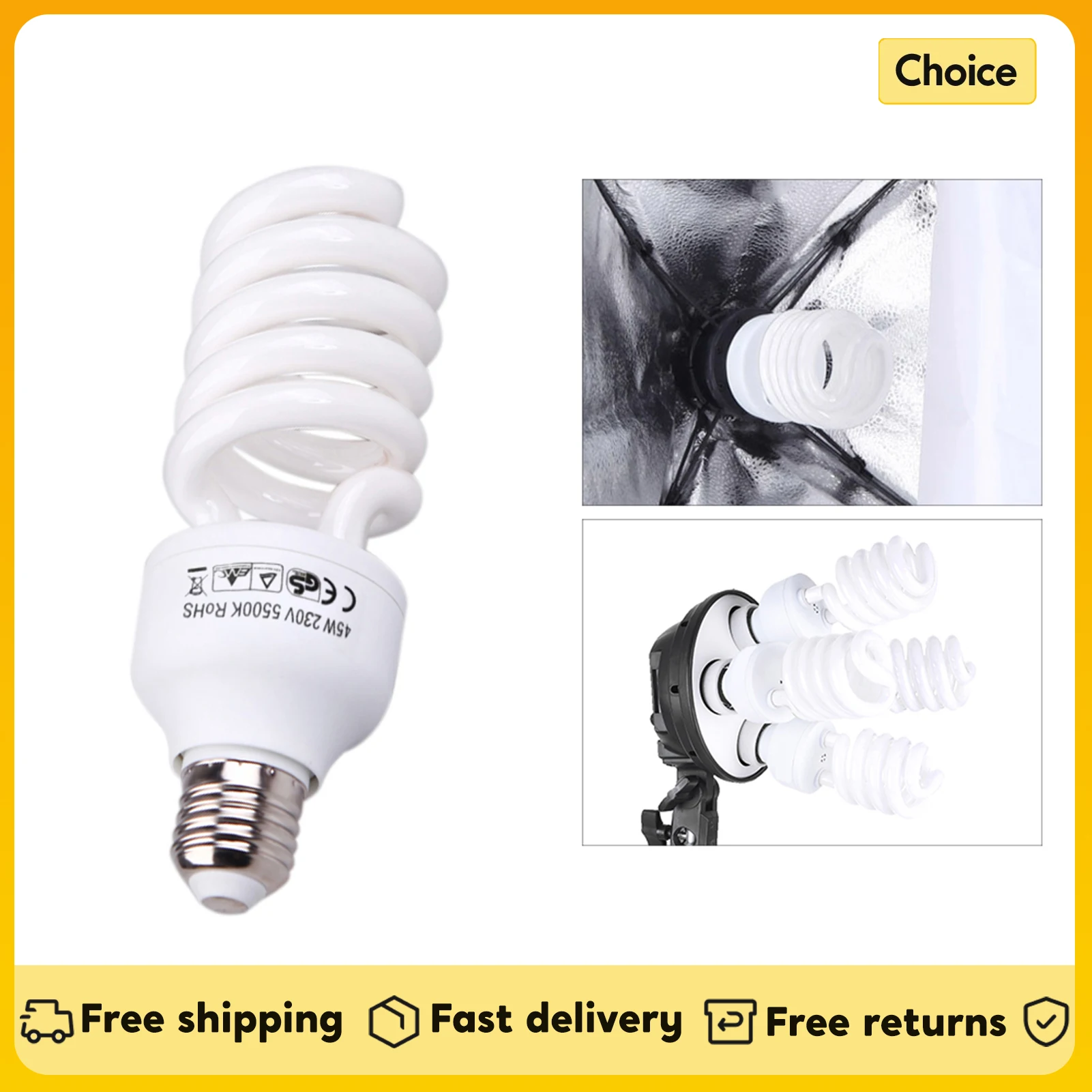 

E27 220V LED Light Bulb 5500K 45W Photo Studio Bulb Video Photography Daylight Light Lamp for Studio Photography Light Accessory