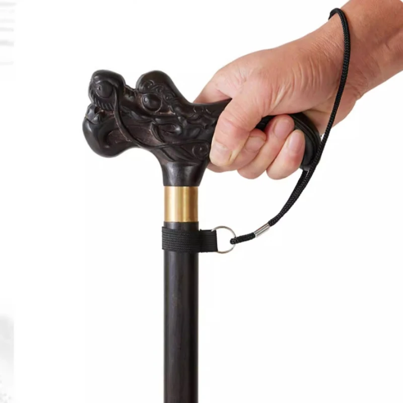 

Ebony Wooden Walking Canes for Elderly - Purple Sandalwood Handcrafted Dragon/Phoenix Head Crutches, Anti-Slip Walking Sticks