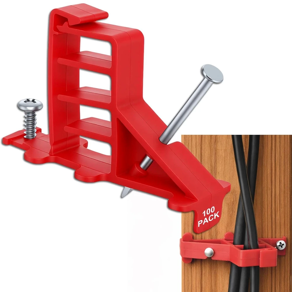 ABJN-Cable Stacker Multi-Cable Staples 100 Pack With Nails, Electrical Wire Clips For Organizing Multiple Cables