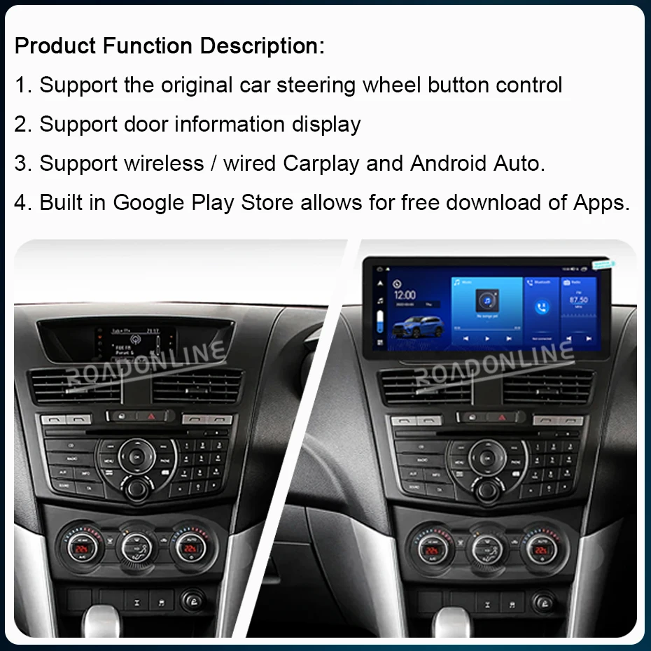 12.3 Inch Android 12 For Mazda BT-50 BT 50 BT50 2012-2018 Car Multimedia Player GPS Stereo Receiver Radio Touch Screen CarPlay