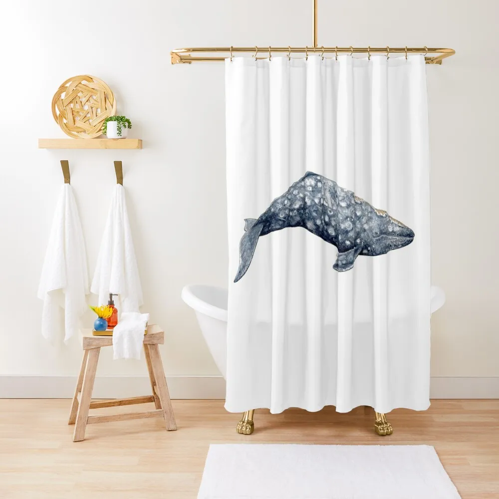 

Grey whale Shower Curtain Shower Set For Bathroom Waterproof Shower And Anti-Mold Bathtub Cute Curtain