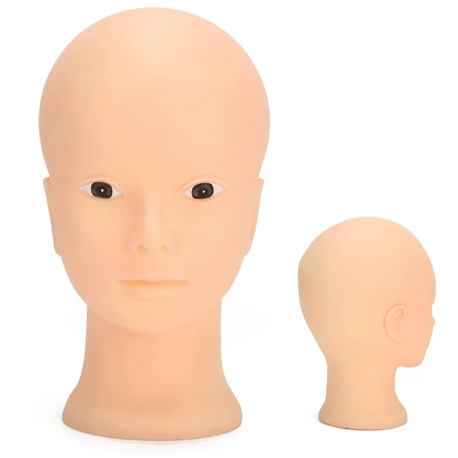 رأس عارضة أزياء أصلع لصنع قبعة الشعر المستعار والتدريب على ممارسة المكياج: نموذج عرض 49 سم مثالي لتمارين تصفيف الشعر المستعار D #1