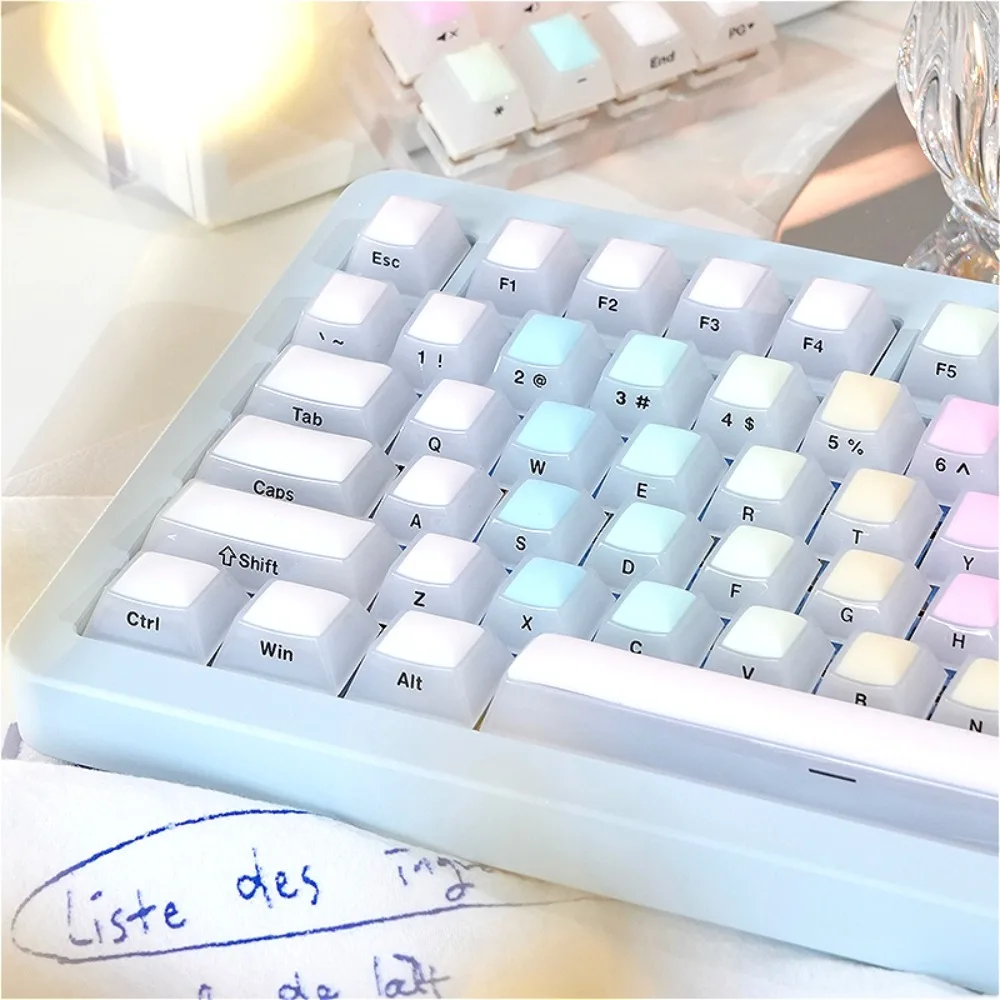 

Keyboard Keycaps, Rainbow Fudge, Cherry 124 Keys PC + Silicone for Cherry MX 104/87/61 Mechanical Keyboard Accessories