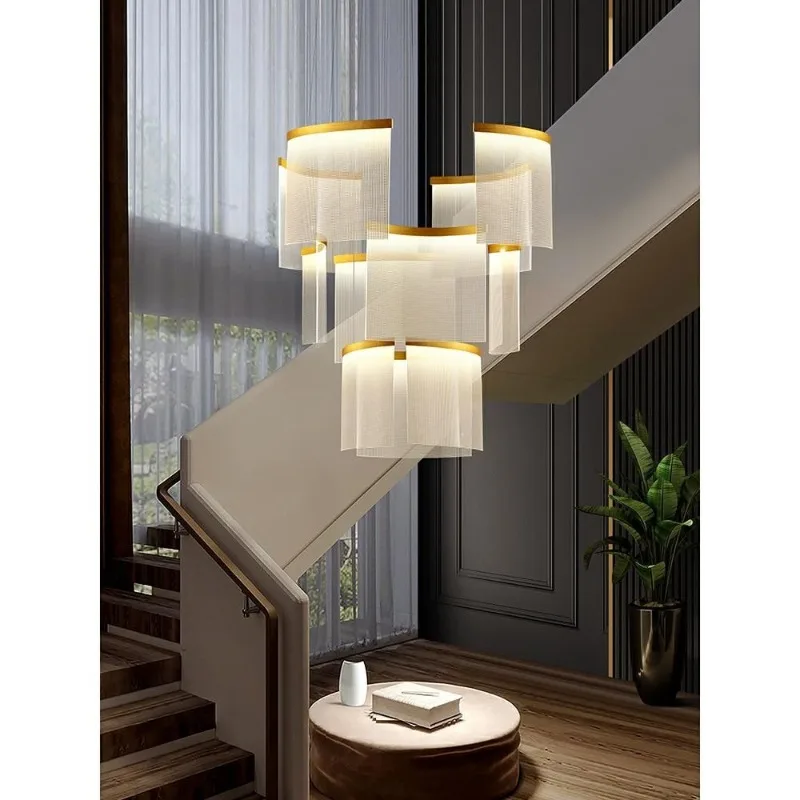 

LED Luxury Large Chandelier for Duplex Building High Ceiling Villa Staircase Long Pendant Light Modern Luxury Home Decor