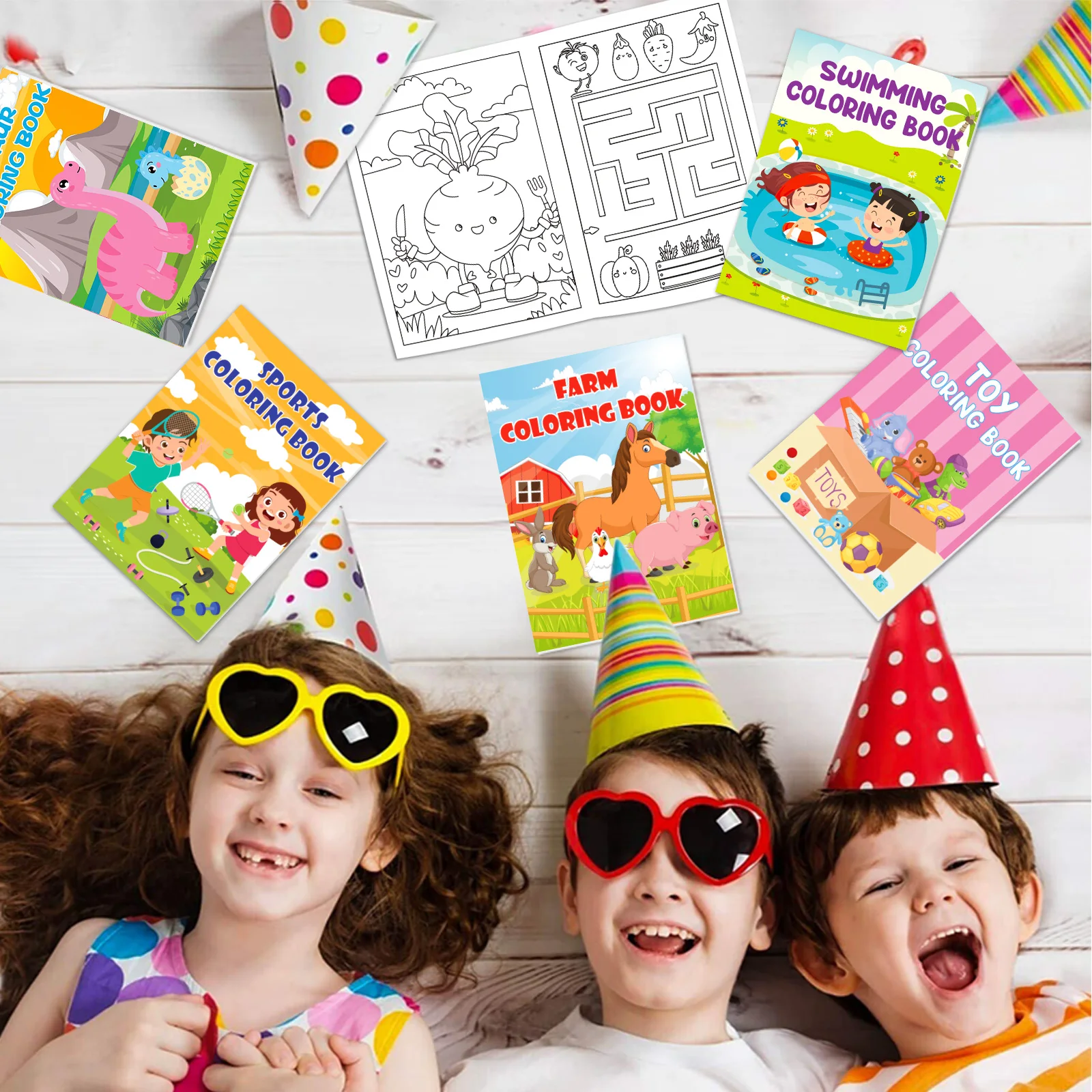 24 Pack Coloring Books for Kids with 24 Stacking Crayons Set Mini Coloring Books Bulk for Kids Ages 2-4-8-12 Small Activity Book