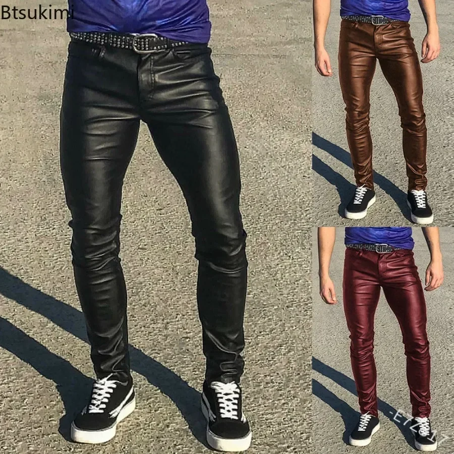 Elastische lage taille sexy pu lederen broek heren Amerikaanse Europese stijl mode feest slanke broek rood zwart kunstleer hotpants