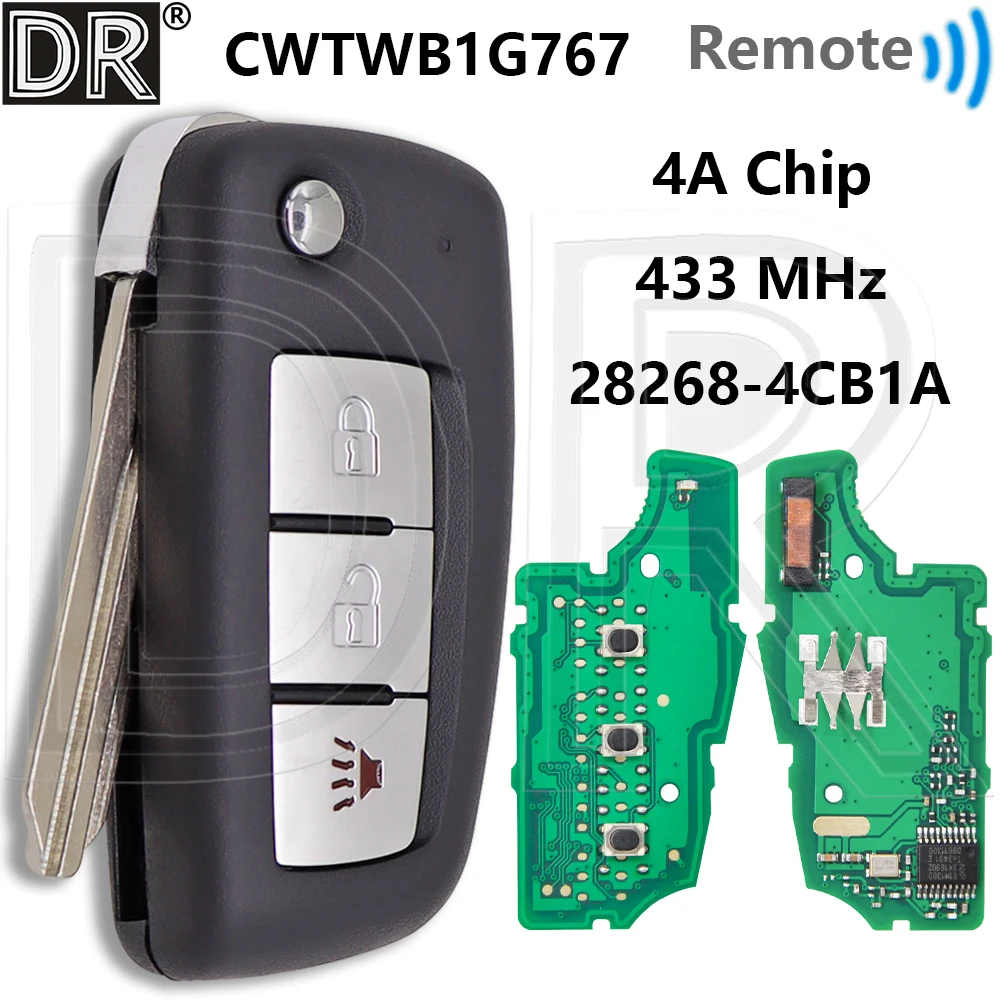 

Great 4A Chip 433MHz CWTWB1U767 28268-4CB1A Flip Car Remote Control Key For Nissan Rogue X-Trail Qashqai Pulsar Juke 2014+
