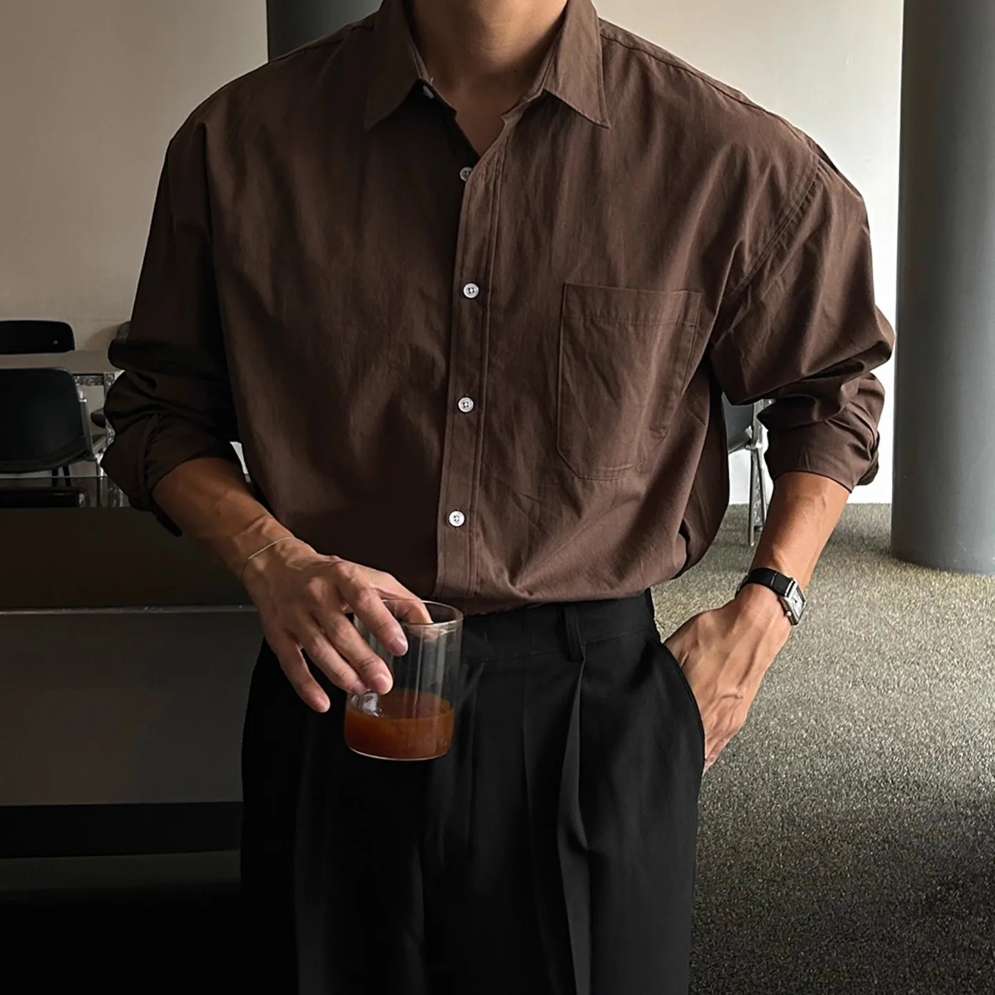 Autumn Winter Linen Cotton Shirt, Loose Fit Button Down for Casual Wear, 4 Colors Available