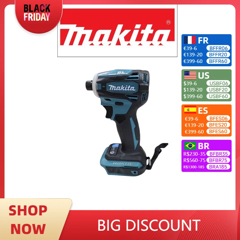 Makita 18v tools DTD172 180NM Cordless Impact Driver 18V battery LXT BL Brushless Power Tools Motor Electric Drill Rechargeable