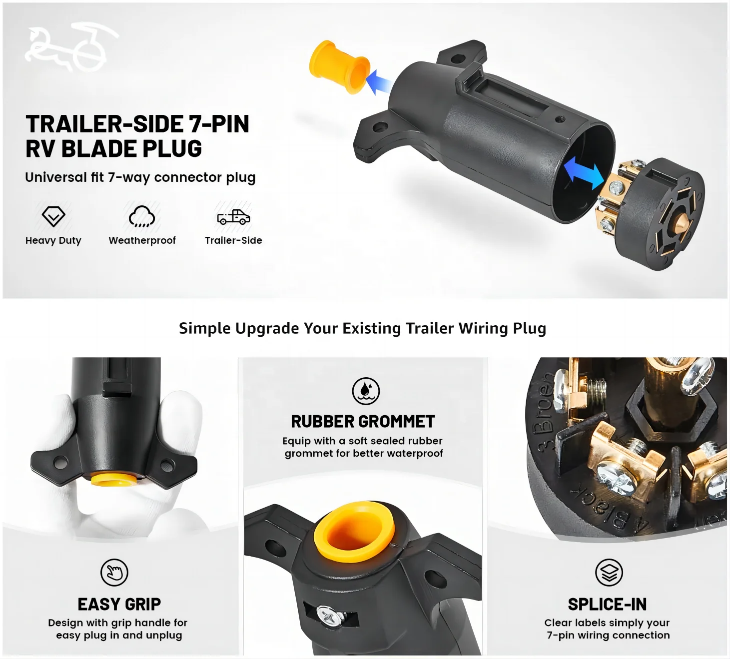TAPLUG OEM 7pin مقبس مقطورة، الولايات المتحدة 6-24 فولت 7-Way RV شفرة مقبس الطاقة التوصيل مقطورة موصل ملحق ل 7-Pin RV والمقطورة