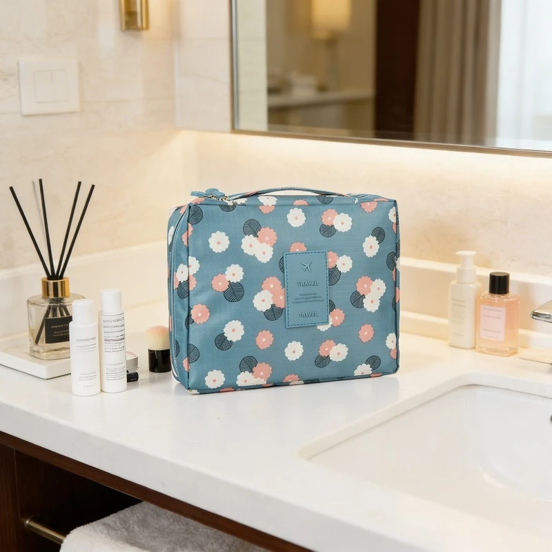 Large Capacity Portable Travel Cosmetic Bag, Multi-layer Storage Handbag, Multifunctional Thick Toiletry Bag