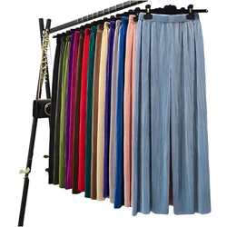 2024 Spring plus size Pleated Straight Pants Women Fashion Casual wide leg Pants Streetwear Loose Japanese Ice Silk Trousers