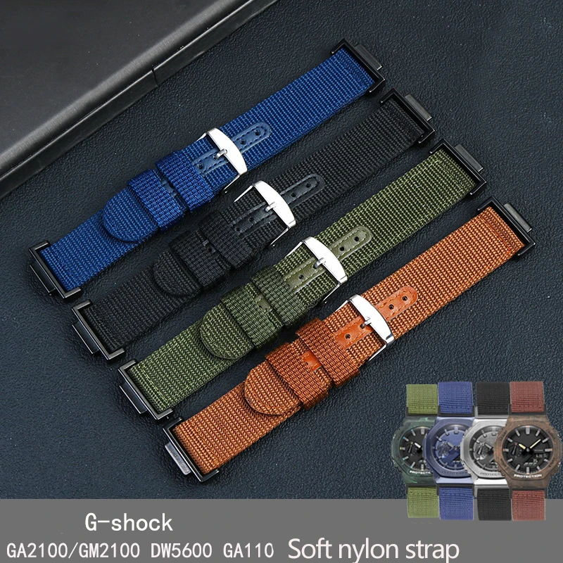 For Casio GShock GM2100 GA2100 GA2110 DW5600 GW-5000 5035 GW-M5610 GA110 Modified Breathable Nylon Canvas Watch Band Strap