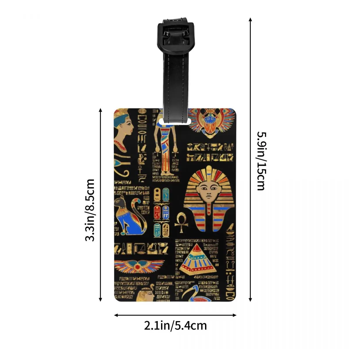 Custom Egyptian Hieroglyphs And Deities Luggage Tag Privacy Protection Egypt Baggage Tags Travel Bag Labels Suitcase