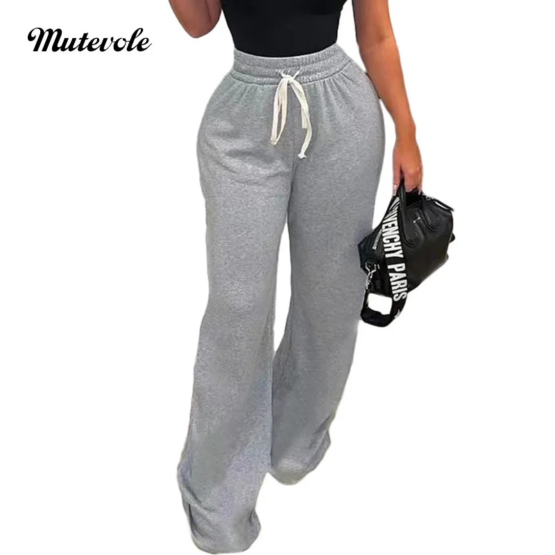 

Mutevole Women Elastic Waist Loose Fit Jogger Pants Drawstring Wide Leg Sweatpants