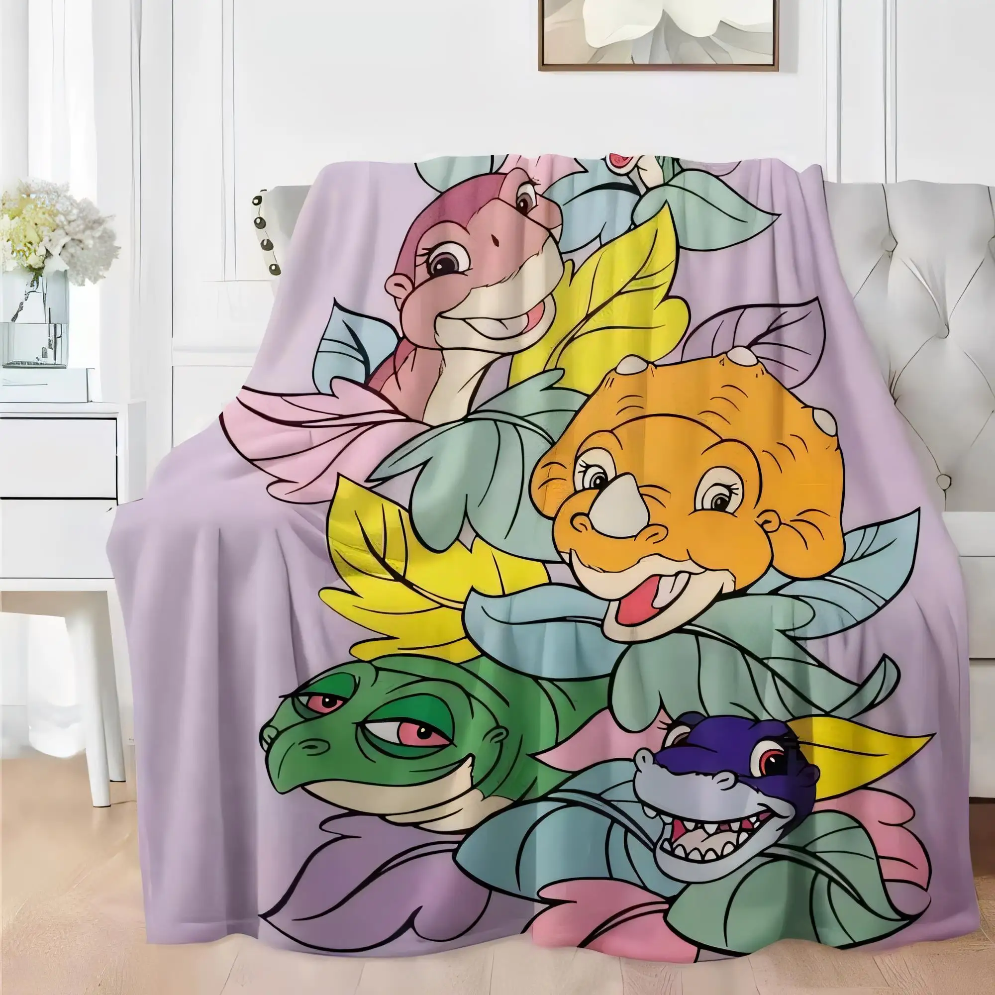 Niedliche Cartoon-Dinosaurier-Decke, weich, gemütlich, Pastellfarben, Überwurf für Kinderzimmer, Sofa, Dekoration, leicht, skurriles Design, perfektes Bi