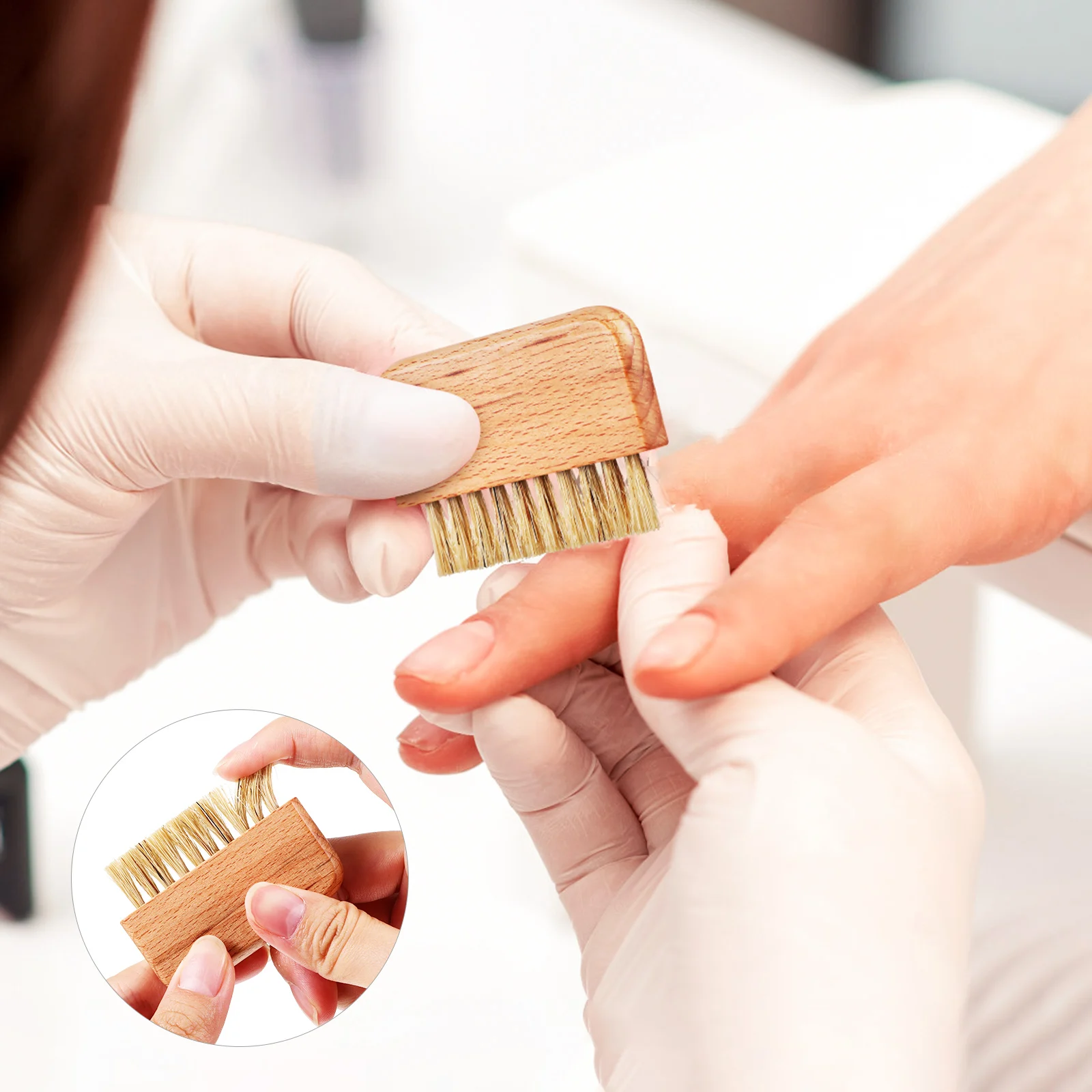 Drewniany pędzelek do paznokci z gęstymi włosiemi do głębokiego czyszczenia paznokci u rąk i nóg, narzędzie do manicure i pedicure, pędzelek do czyszczenia paznokci.