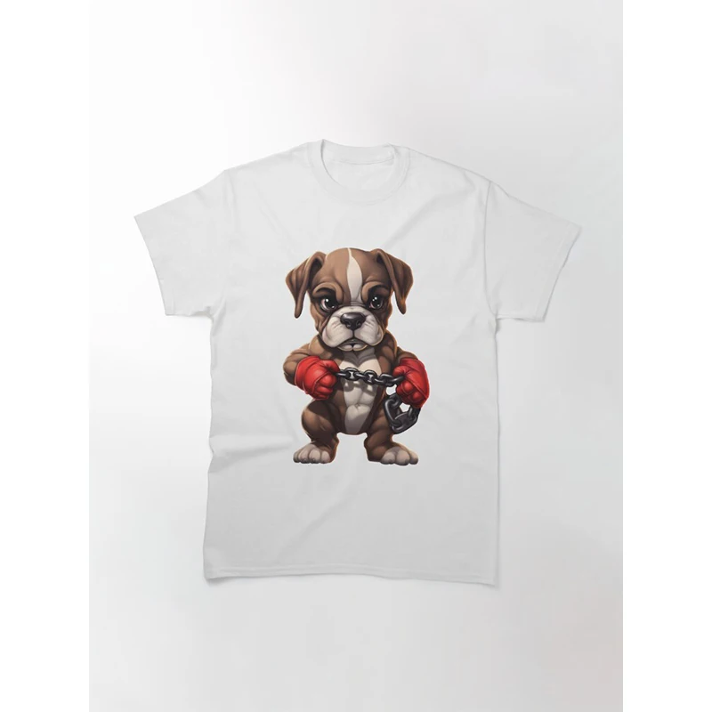 Fighter Boxer Puppy Cotton T-Shirts Dog Animal Print Men Women Streetwear Short Sleeve T Shirt Harajuku Unisex Tees Top Clothing