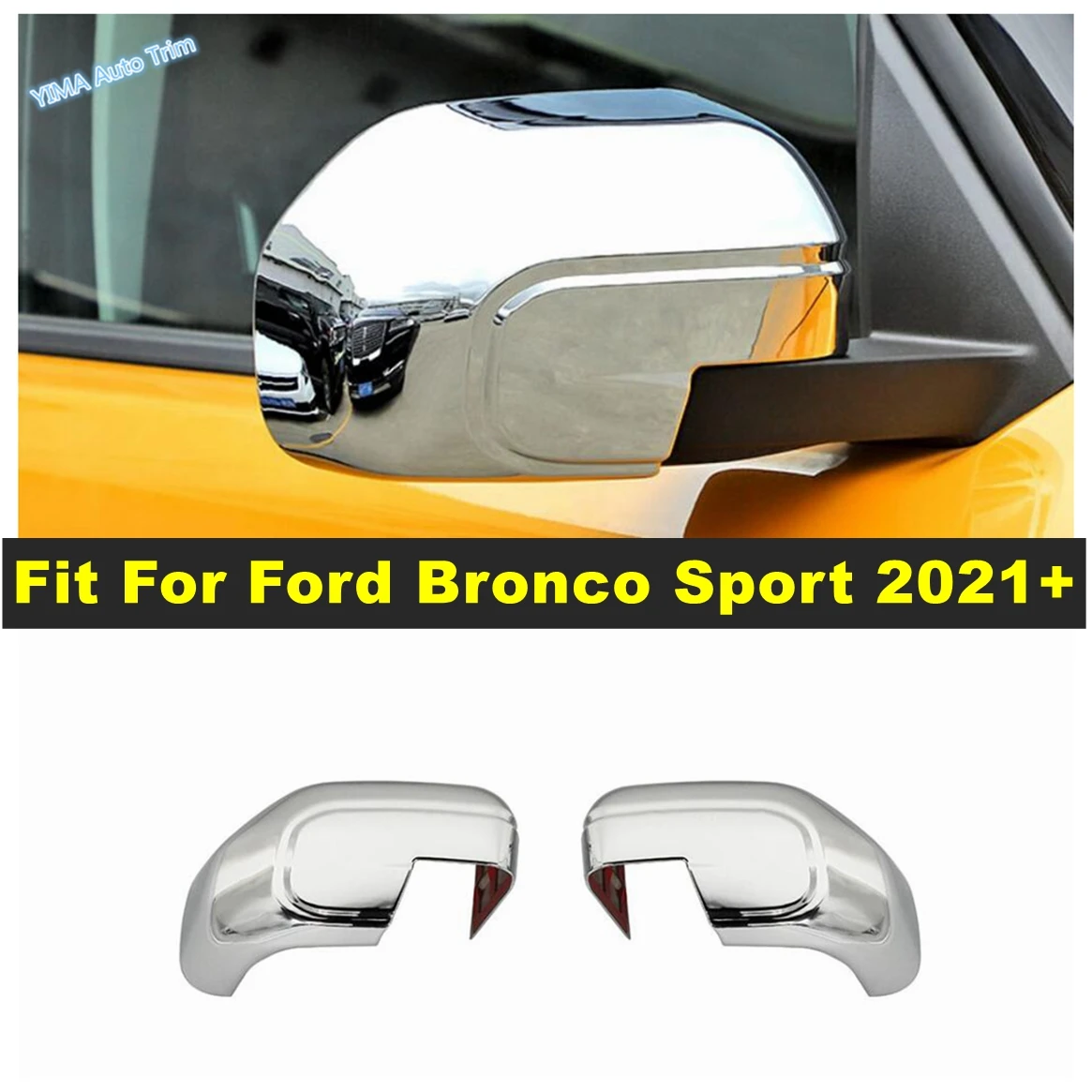 

For Ford Bronco Sport 2021 - 2025 Chrome ABS Auto Rearview Mirror Protector Cover Trim Back Up Mirrors Side Mirror Accessories