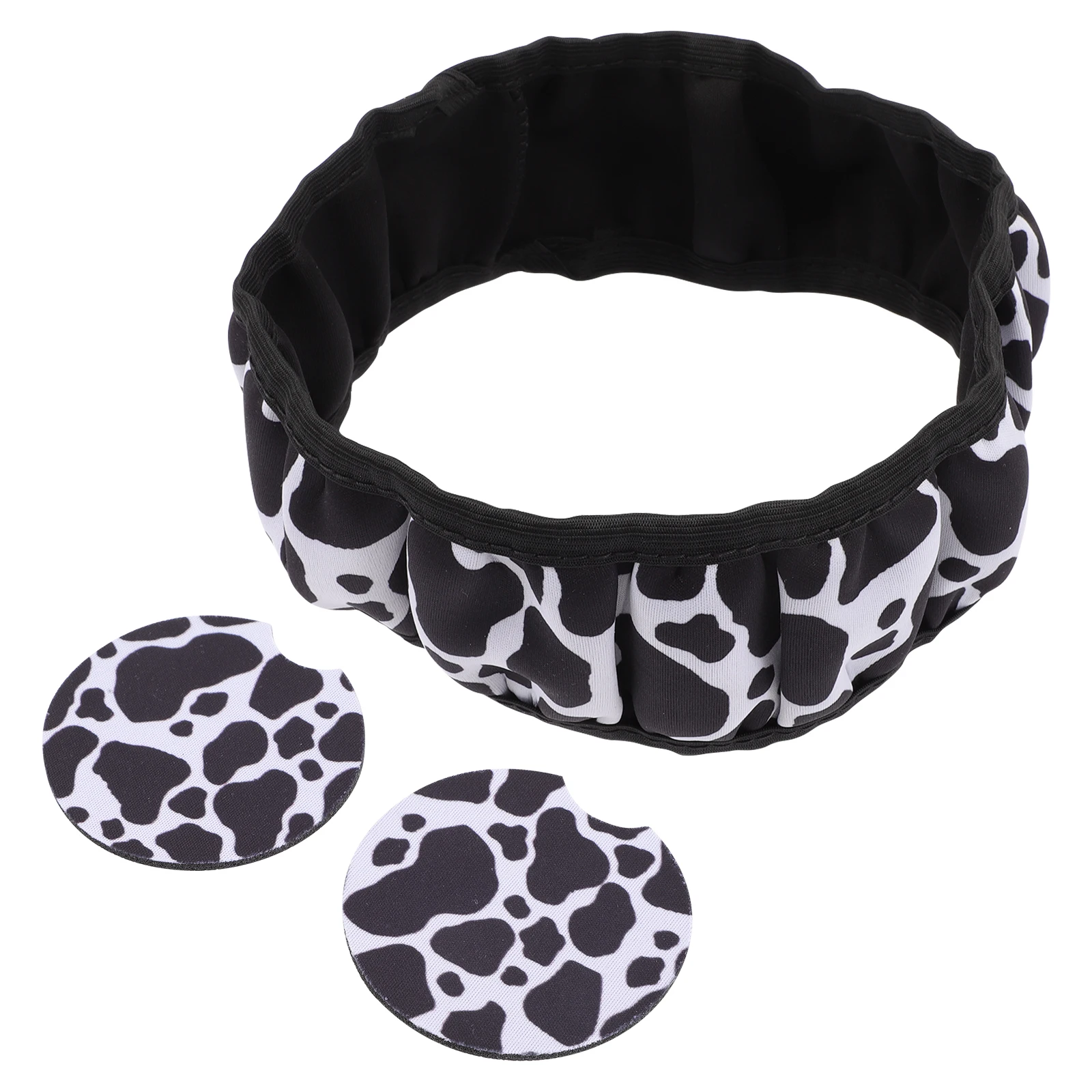 

Steering Wheel Cover Set Cow Pattern White Fabric Purple Car Accessories Durable Practical Long Use Premium Material Car