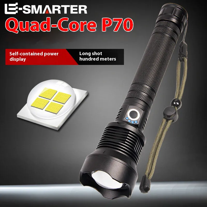 

Super Bright LED Flashlight USB Rechargeable P70 Wick Tactical Torch Multi-Purpose Outdoor Lighting Telescopic Zoom Flashlight