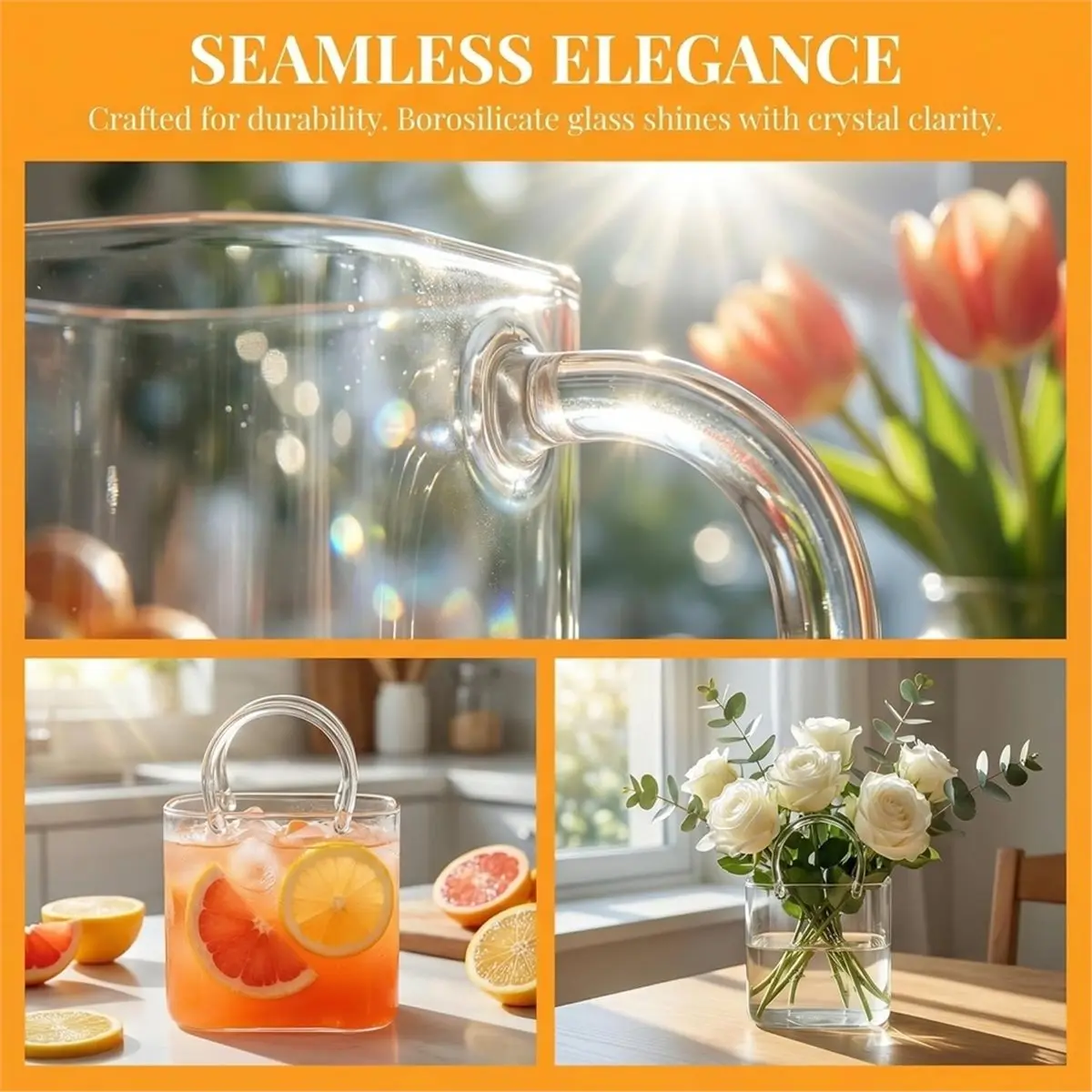 2PCS Glass Purse for Drinks - 26oz Handbag Shaped Cocktail Glass with Straw, for Wine, Juice, Iced Coffee