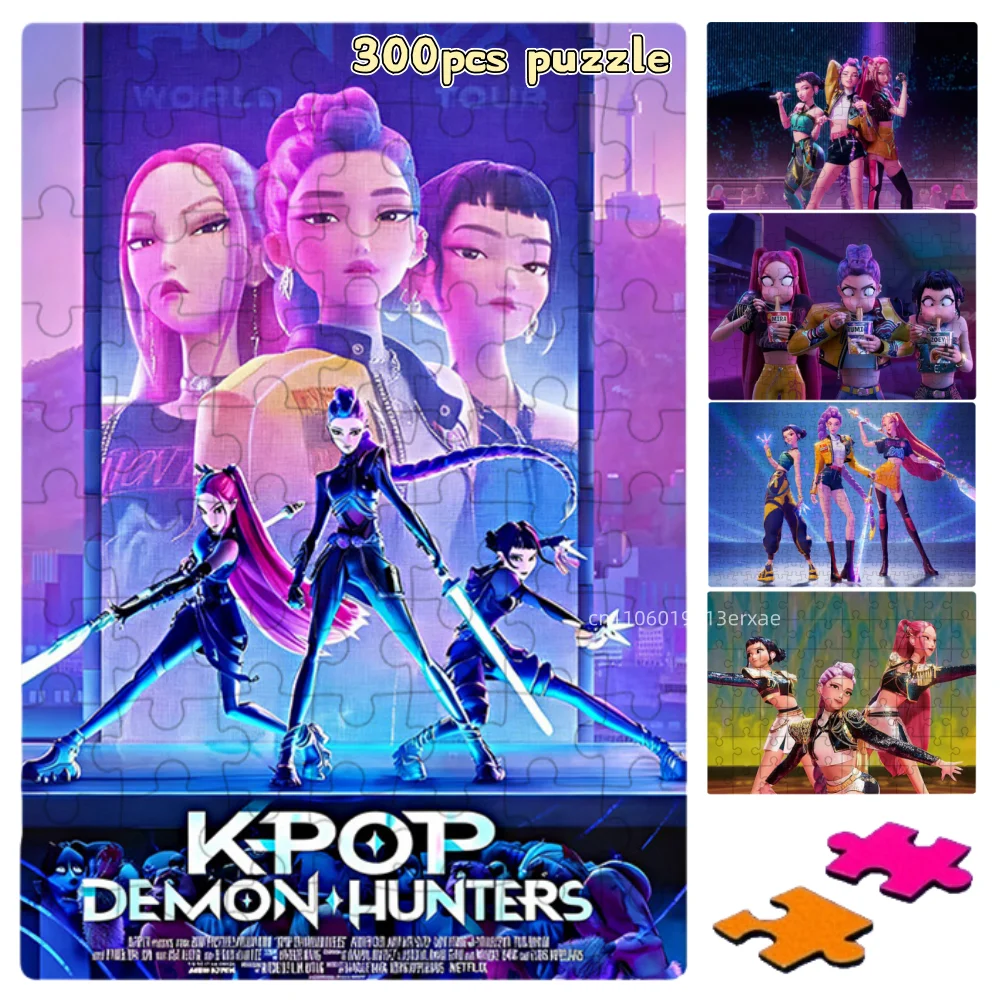 Hot Kpop Demon Hunters puzzle Giocattoli Gioco da tavolo Rumi Mira Zoey Huntrix Modello di personaggio Decorazioni da collezione Regali per bambini