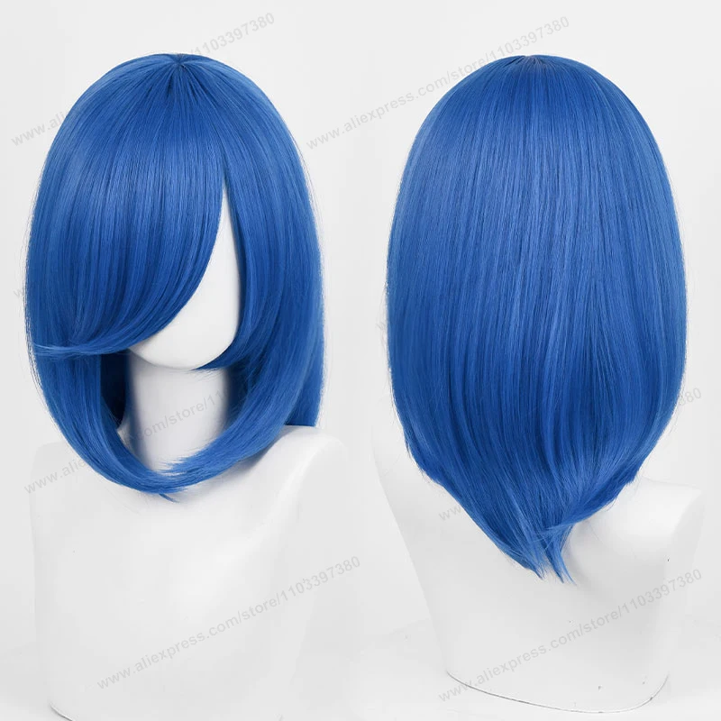 Perruque Cosplay Synthétique de Base Moyenne avec Frange Blonde pour Femme, Anime, Noir, Blanc, Rouge, Rose, Vert, Marron, Or, Bleu, Cheveux à Degré