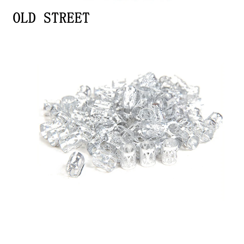 100Pcs Mixed Silver Golden Plated Adjustable Hair Braid Cuffs 9mmx8mm Metal Tube Lock Dreadlock Beads Accessories