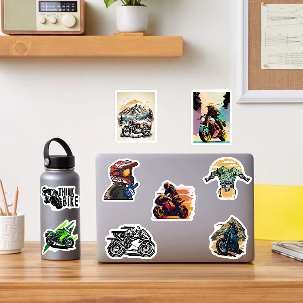 Motorcycle Bikes Racing Stickers Helmets Drivers DIY Toy Waterproof Decal for Laptops Phones Scrapbooking Luggage Decorative