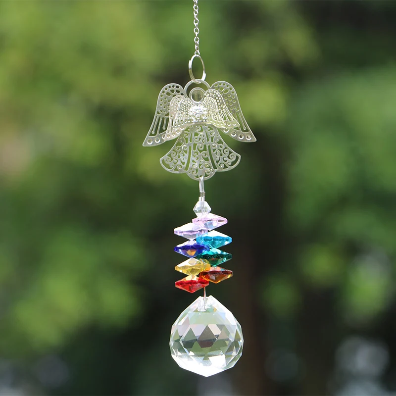 1PCS Suncatcher Rainbow Angel Crystal Bicone Beads Pendants Home Hanging Crystal Decorations