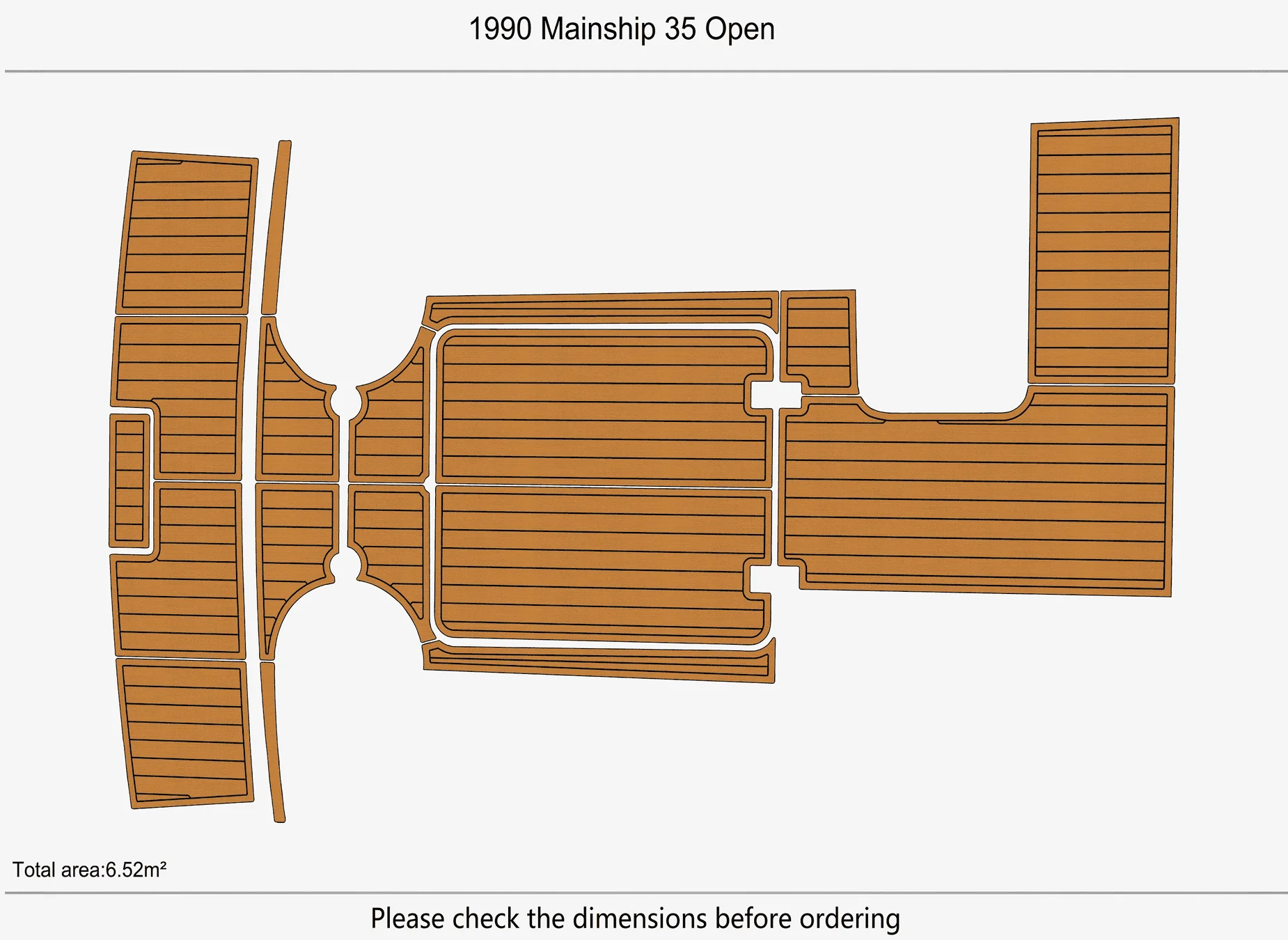 Anti-Skid EVA Faux Teak Self-Adhesive 6mm Boat Decking Pad for 1990 Mainship 35 Open Yacht Cockpit Durable Marine Flooring