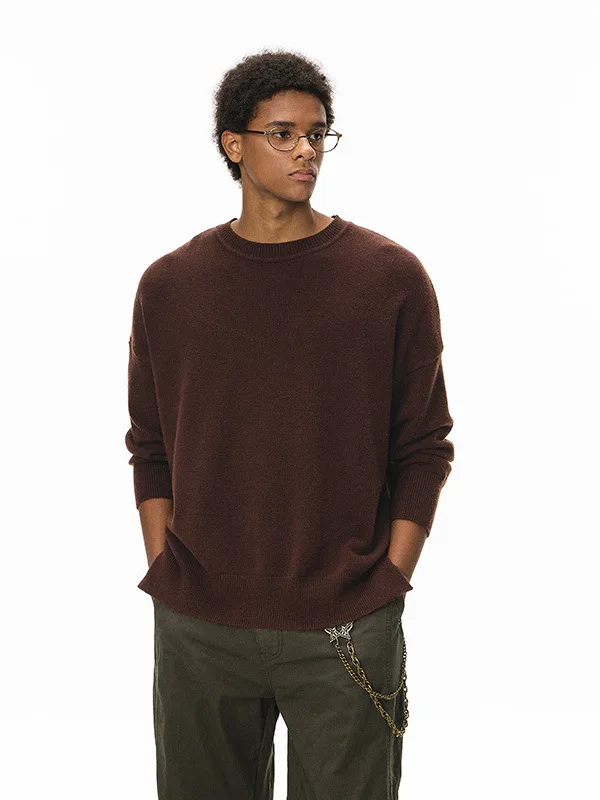 

Glowing Box 25AW Men's round Ne Knitwear Loose Fit High Elastici Core Spin Yarn Casual Sle Long Sve Thermal Top