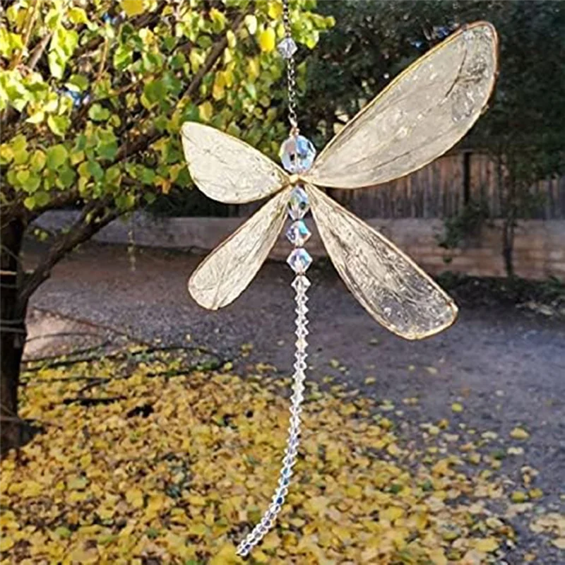 Advanced 2PCS Suncatcher Dragonfly Rainbow Maker Pendant Window Hanging Ornament With Crystals