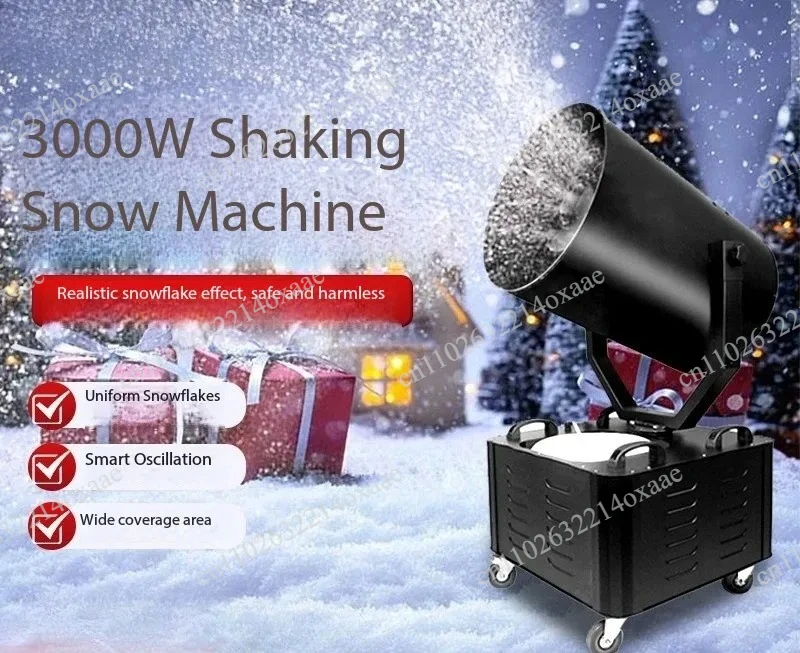 High-Power 3000W Stage Snow Machine with Oscillating Head, Remote Control for Wedding and Christmas Artificial Snowfall Effects