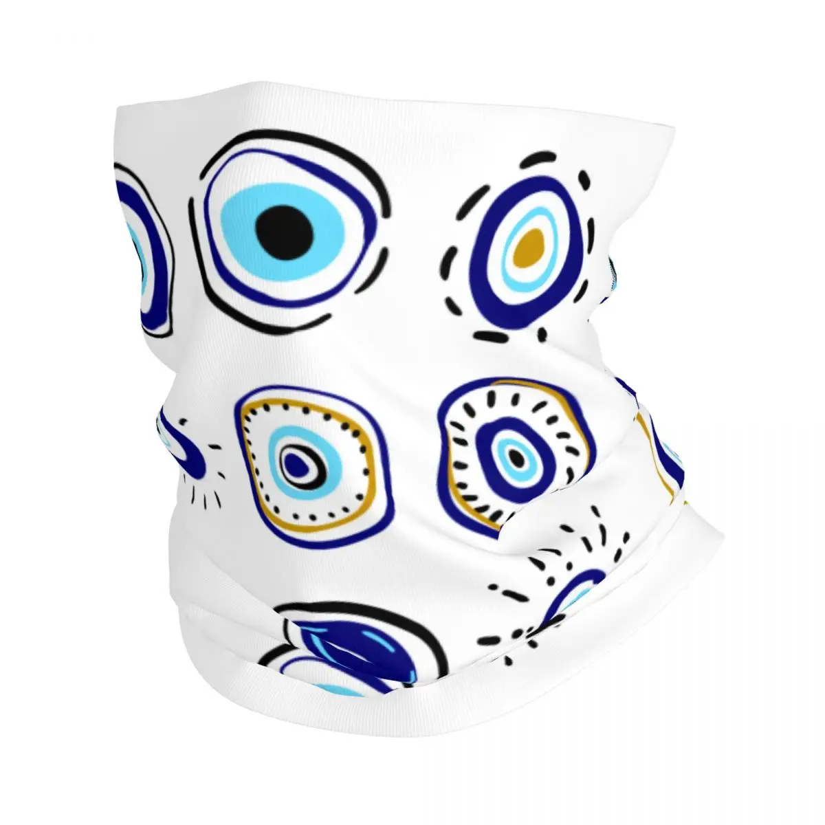 Custom Evil Eye Neck Gaiter Men Women Windproof Winter Mediterranean Mystic Eyes Bandana Scarf for Hiking