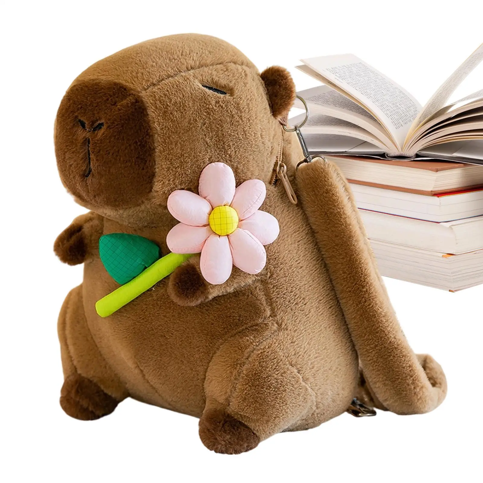 

Сумка с капибарой, мягкая сумка для книг большой вместимости, рюкзак с мягкими животными для детей, девочек, день рождения, путешествия, школа, кемпинг