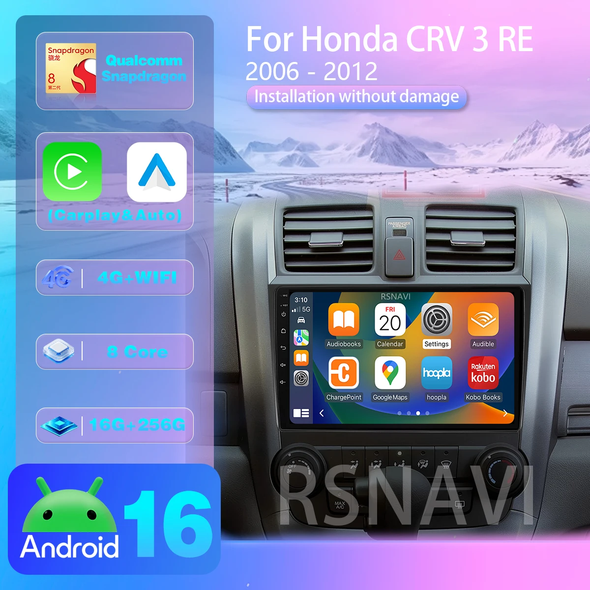 Android 16 For Honda CR-V CRV 2006 - 2012 Car Radio Carplay Auto GPS Navigation Multimedia Player video Stereo 360 Camera