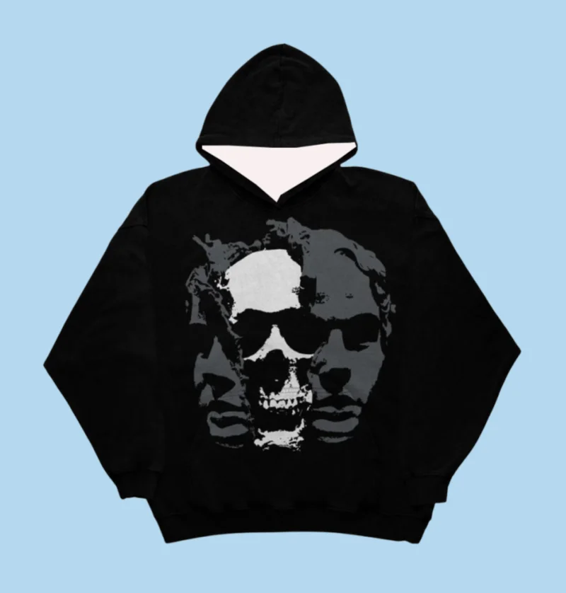 

Hot-selling autumn and winter new Halloween horror abstract print hooded sweater men's and women's children's fashion jumper