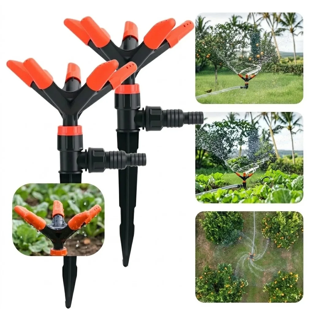2pcs Automatic 360 Rotating Garden Sprinkler Adjustable Spray for Lawn Patio Plant Beds Easy Installation Saves Time and Water