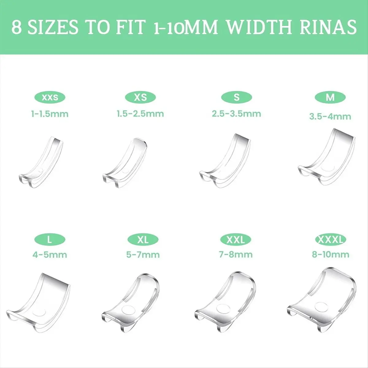 A20I 8 Pcs Ring-Size Adjuster for Loose Rings Transparent Ring Adapter Kit with Silverware Polishing Cloth